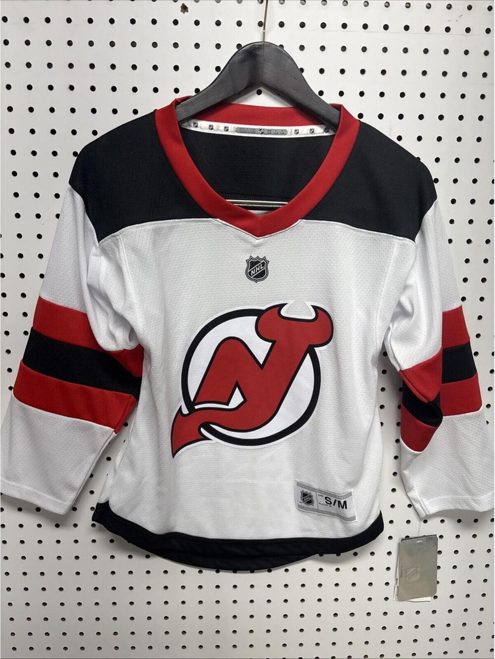 Fanatics Youth S/M New Jersey Devils Long Sleeve Ice Hockey Jersey White